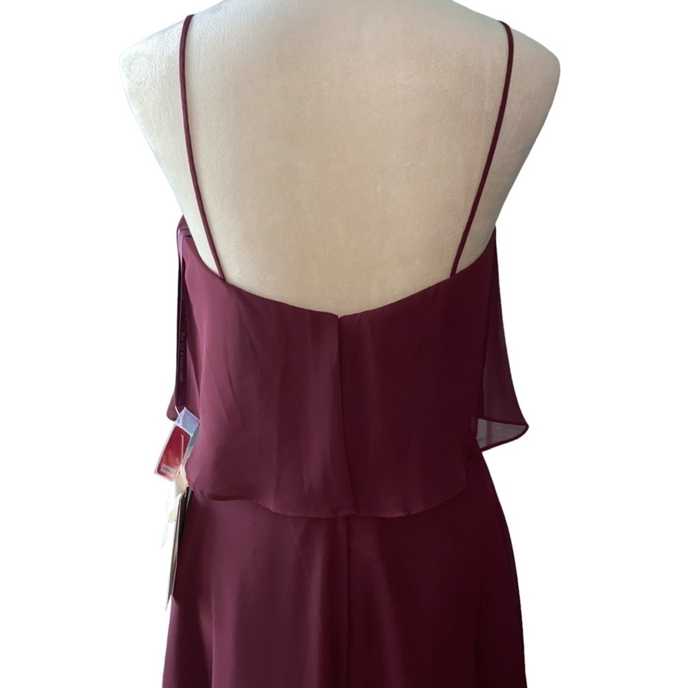 MORILEE Chiffon Bridesmaid Dress Bordeaux Wine Floor Length Long 8 NWT Wedding - Picture 9 of 16